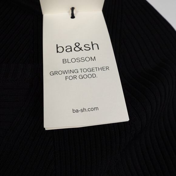 New Ba&sh Women's Black Long Sleeve Midi Edora Dress XS Bodycon Stretch 2277-27 - Picture 7 of 15